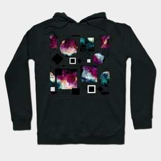 Watercolor Galaxy in Squares and Circles Hoodie
